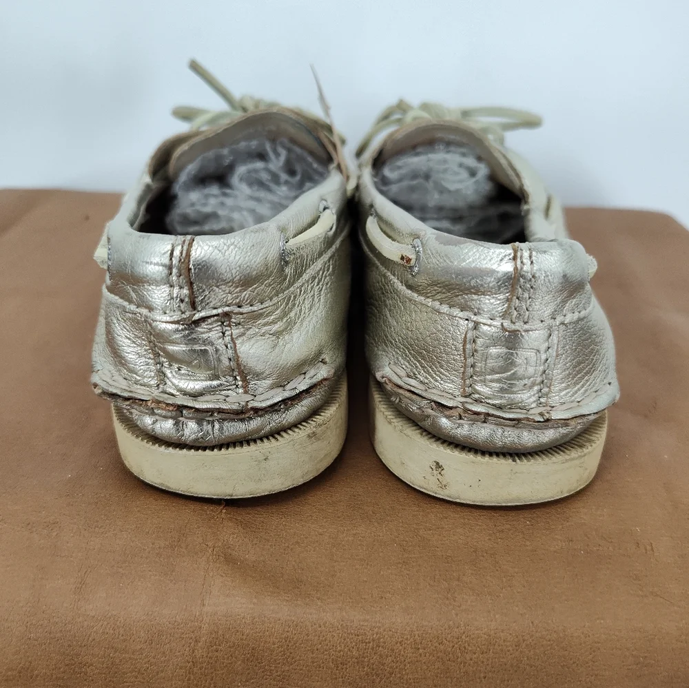 Sperry Original Leather Boat Shoes Metallic Gold Women's Size 8M